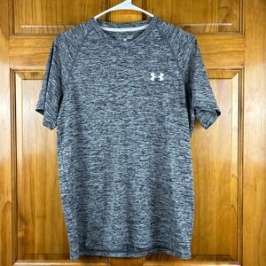 Under Armour Mens Small HeatGear Loose Space Dye Short Sleeve Shirt Grey